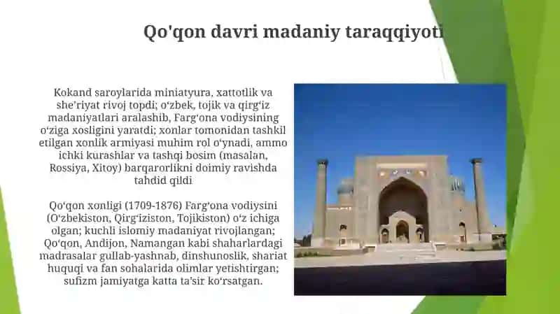 Qo‘qon xonligi (1709-1876) Farg‘ona vodiysini 3