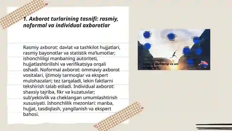 Axborot turlari va uning ishonchliligi 3