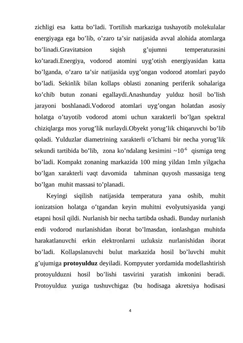 YULDUZLARNING PAYDO BO’LISHI VA EVOLYUTSIYASI 3