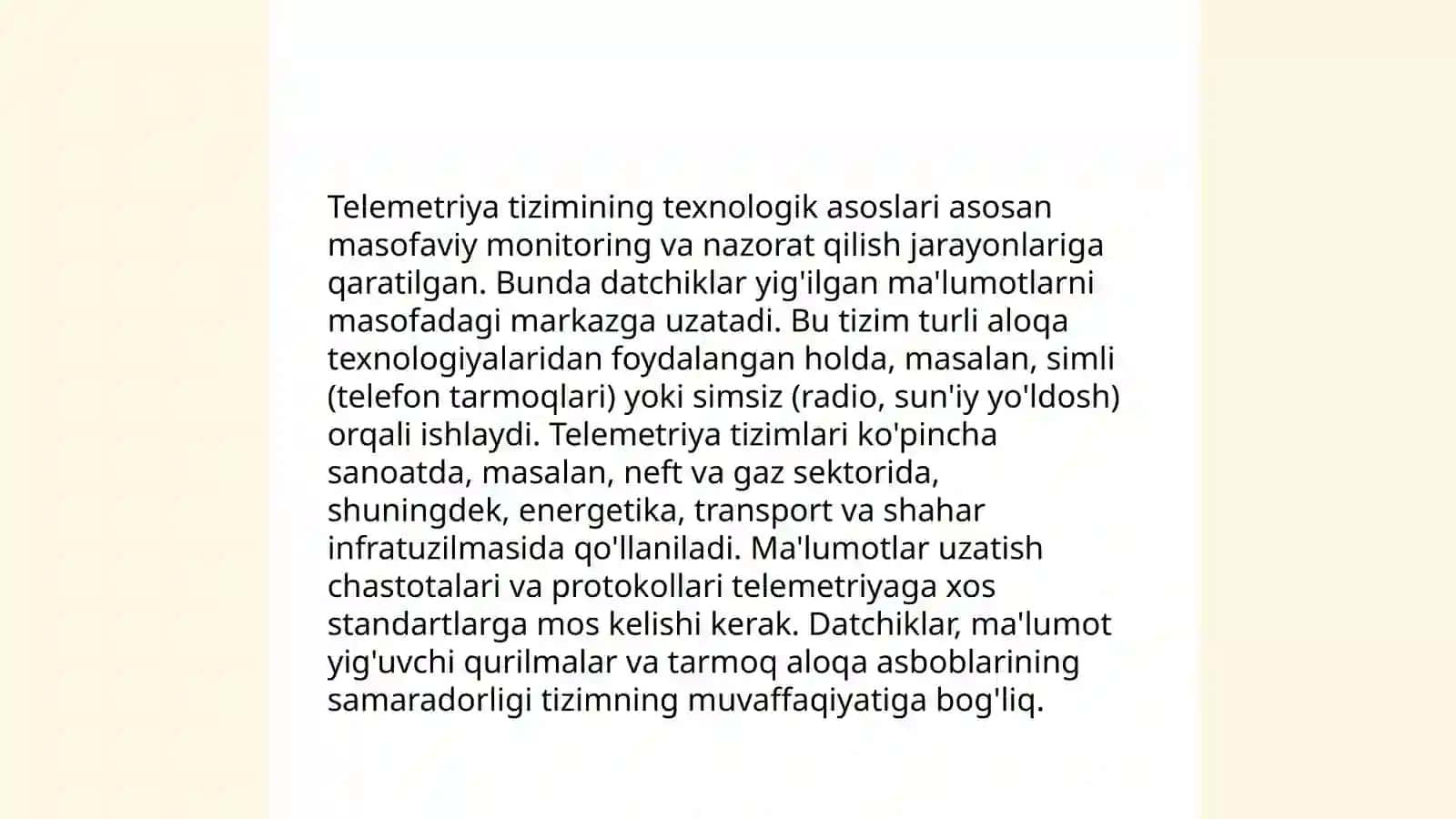 Telemetriya tizimini tavsiflovchi parametrlar 3