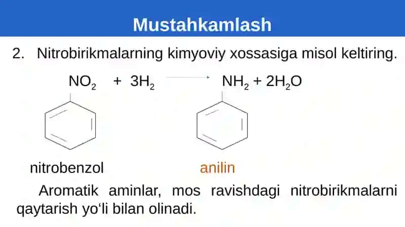Nitrobenzolning olinish reaksiyasi 3