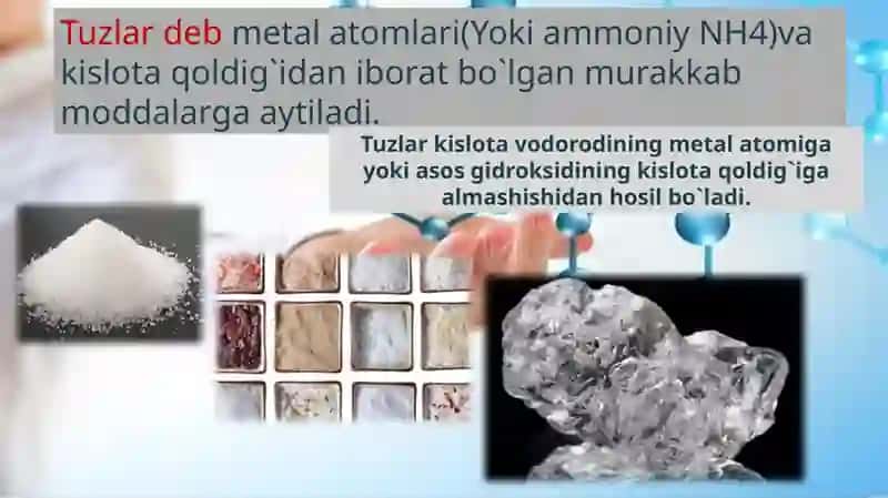 Tuzlar.Tuzlartarkibi,tuzilishivanomlanishi 3