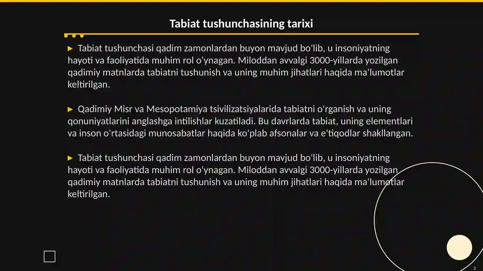 Tabiat haqidagi ilk tasvvurlarning shakllanishi 3