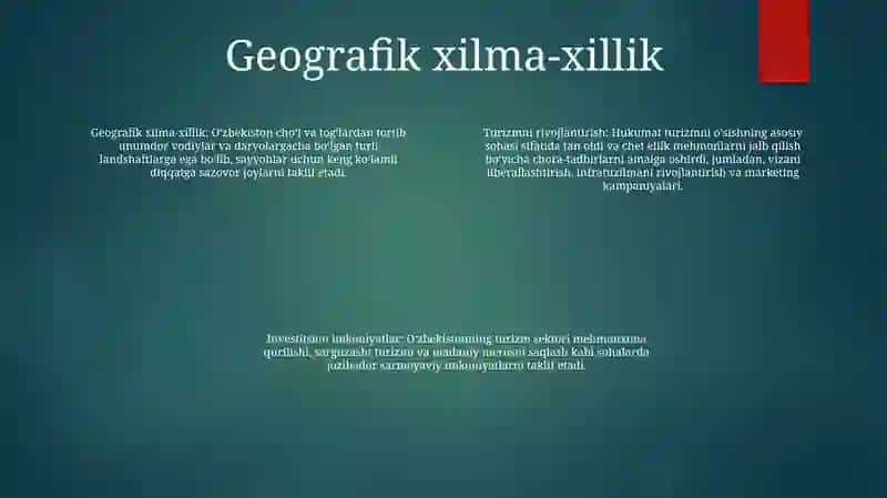 O'Zbekistonda Turizm Sohasini Rivojlantirish 3