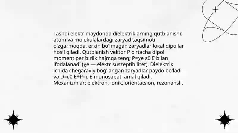 qattiq dielektriklarning qutblanish mexanizmi 3