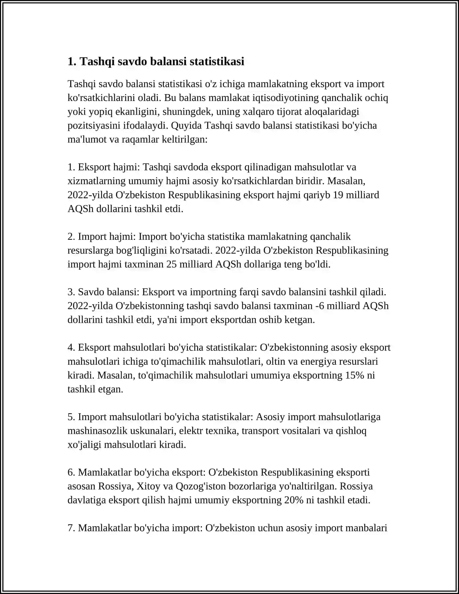 BOJXONA STATISTIKASI-TASHQI SAVDO STATISTIKASINING AXBOROTLAR BAZASI 3