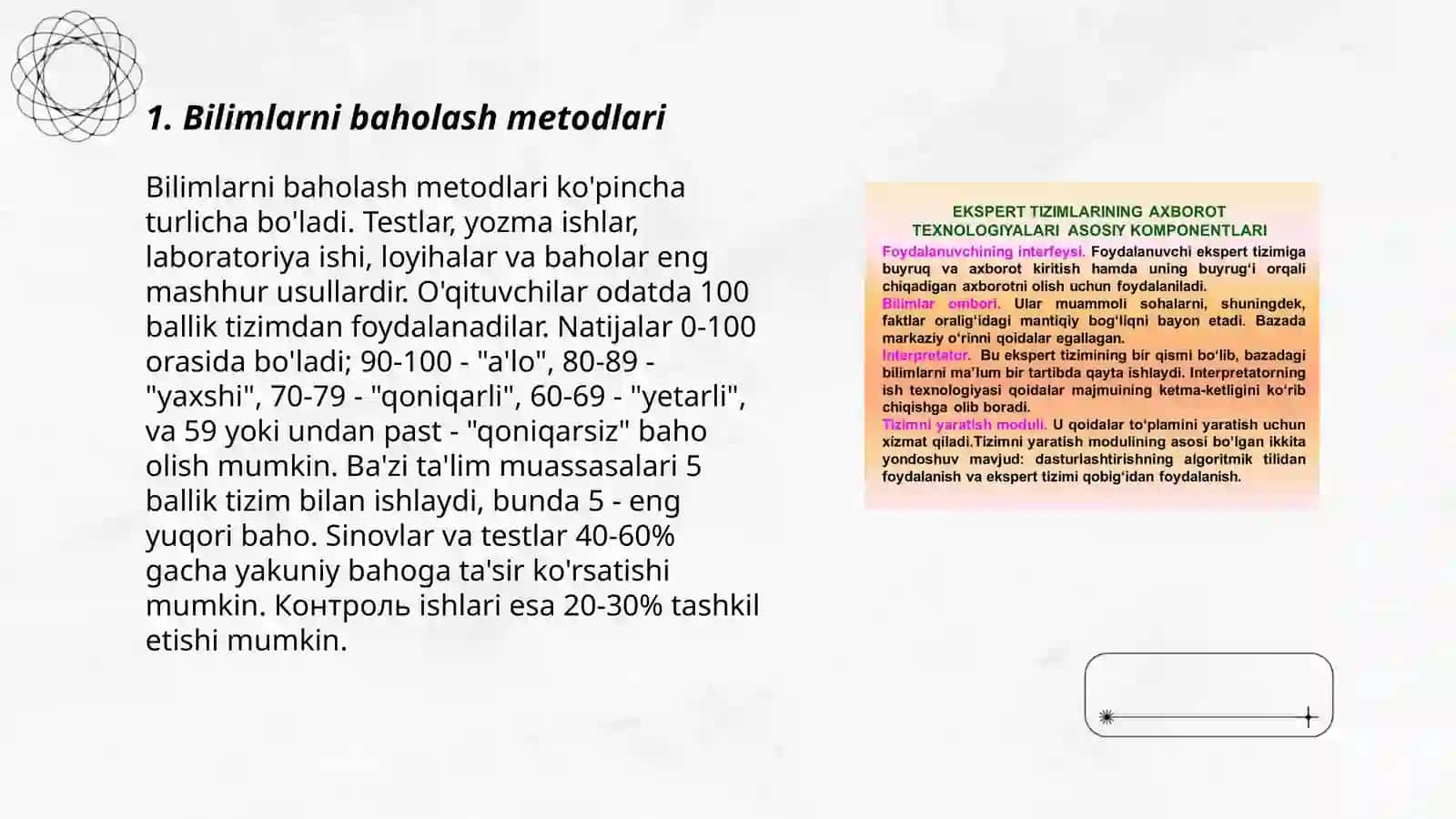 Bilimlarni baholovchi tekshirish tizimlari 3