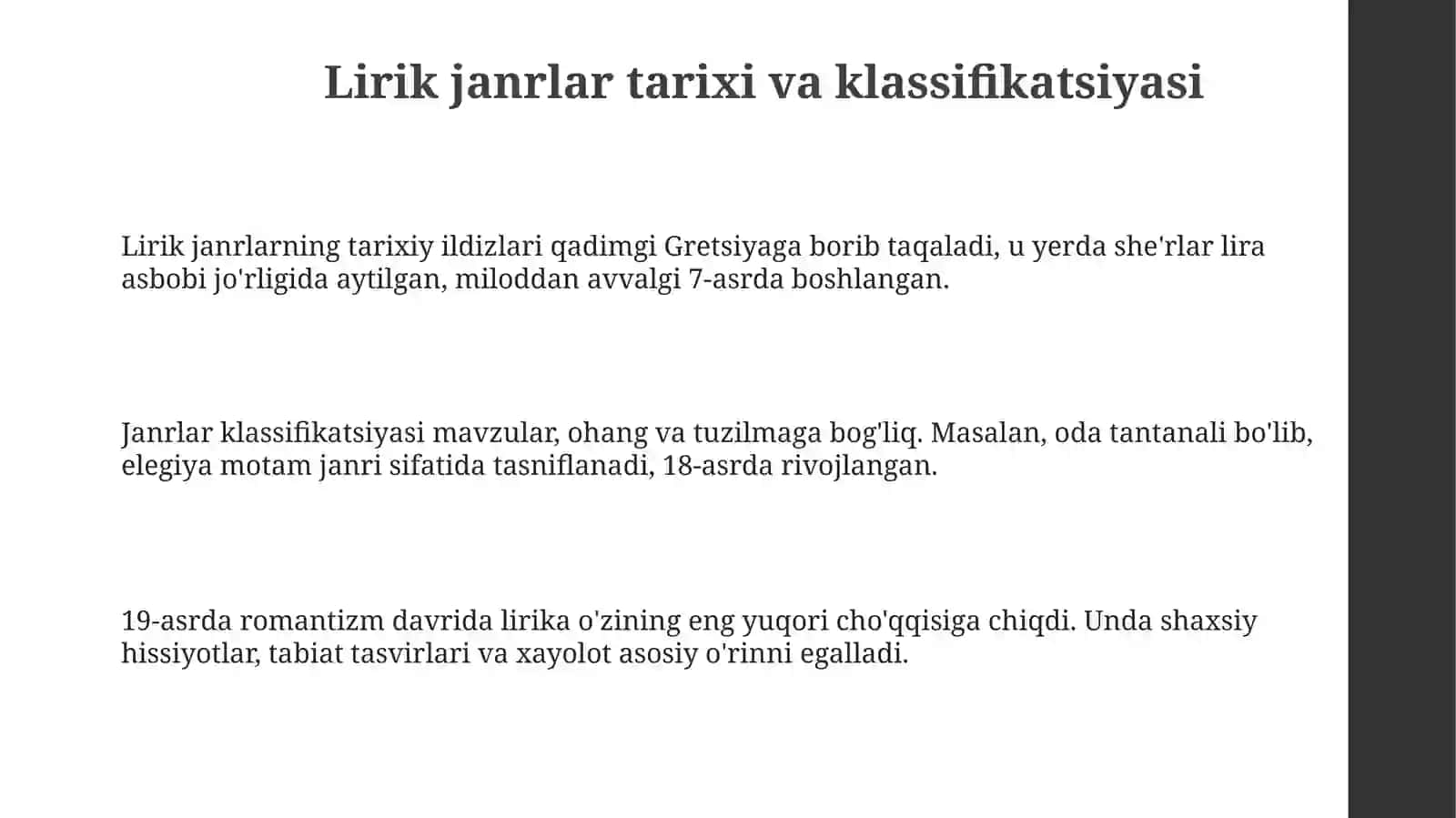 Lirik tur va uning janrlari 3
