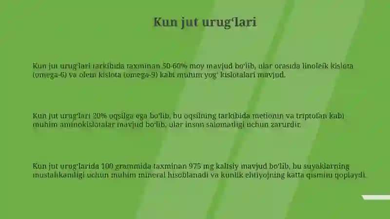 Kun jut urugʻlari 3