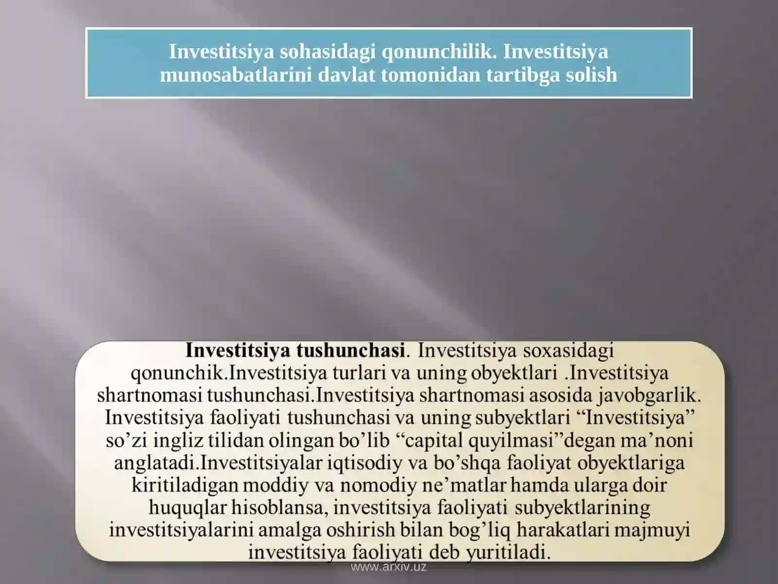Investitsiya sohasidagi qonunchilik 3