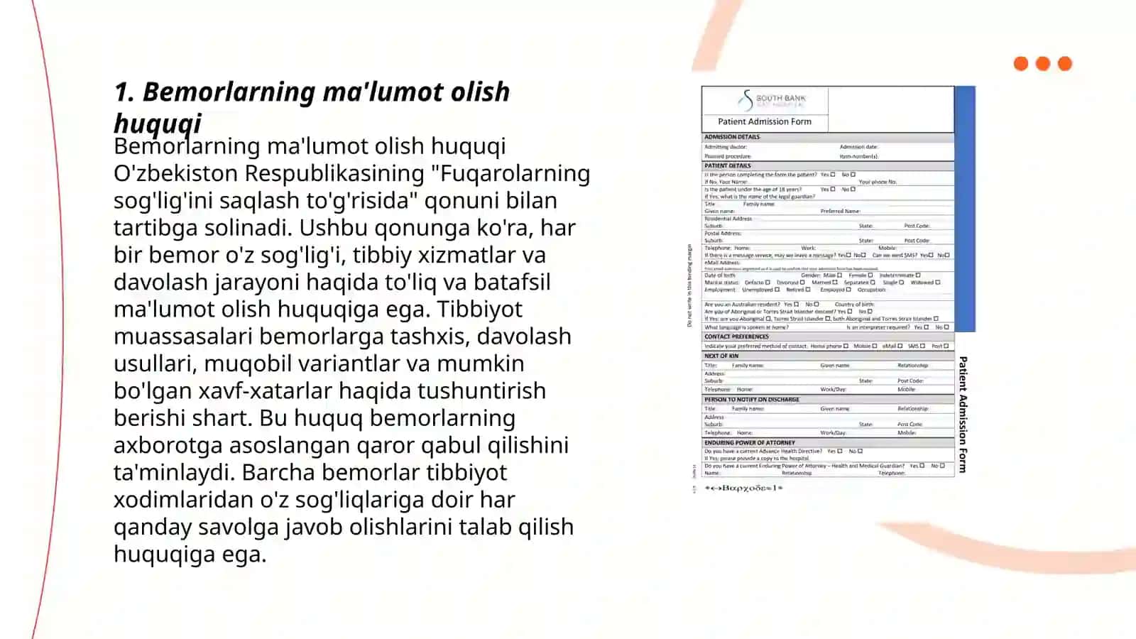 Bemorlarning ma'lumot olish masalasining etik-huquqiy jihatlari 3