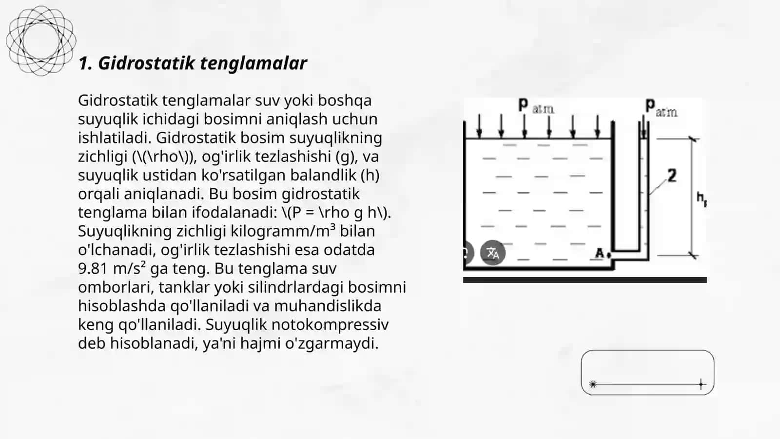 Gidrostatik tenglamalar 3