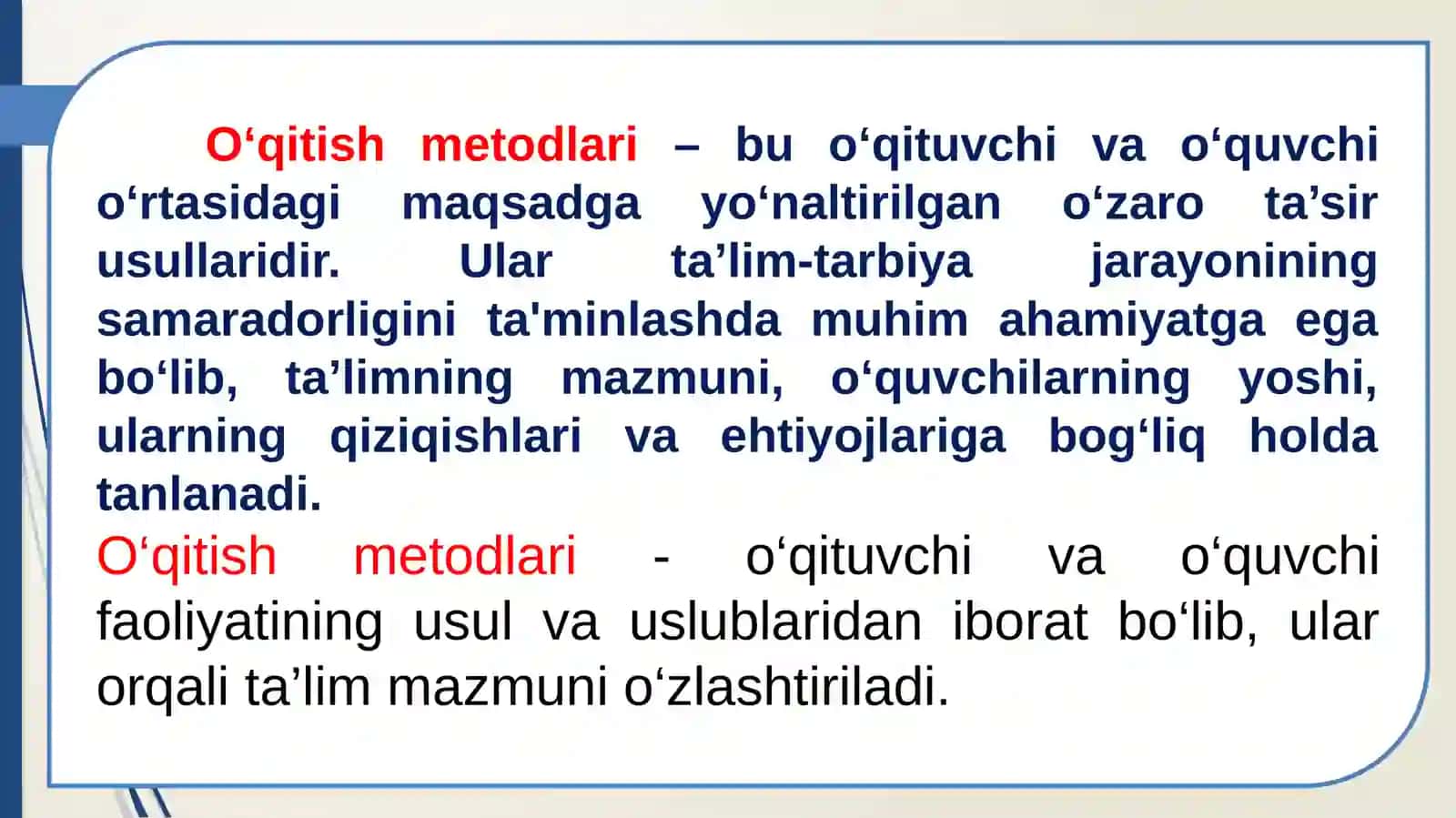 Pedagogika va psixologiyada o‘qitish metodlariga umumiy tavsif 3