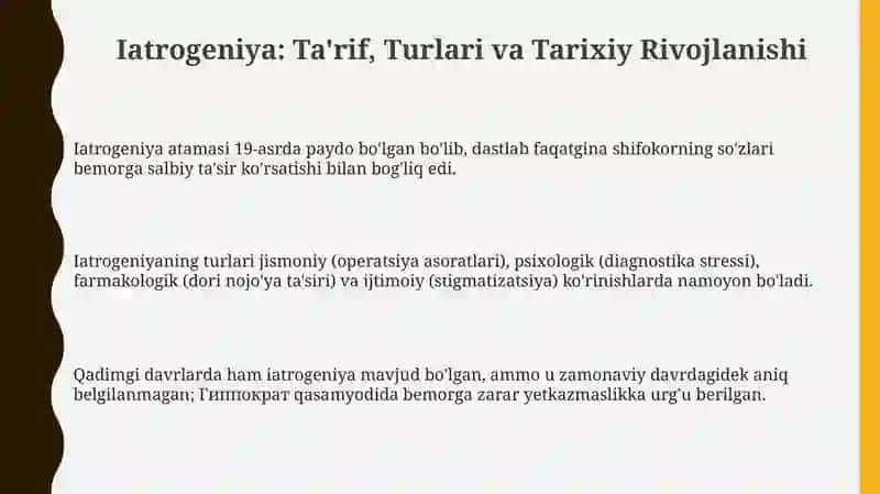 Iatrogeniya: Ta'rif, Turlari va Tarixiy Rivojlanishi 3