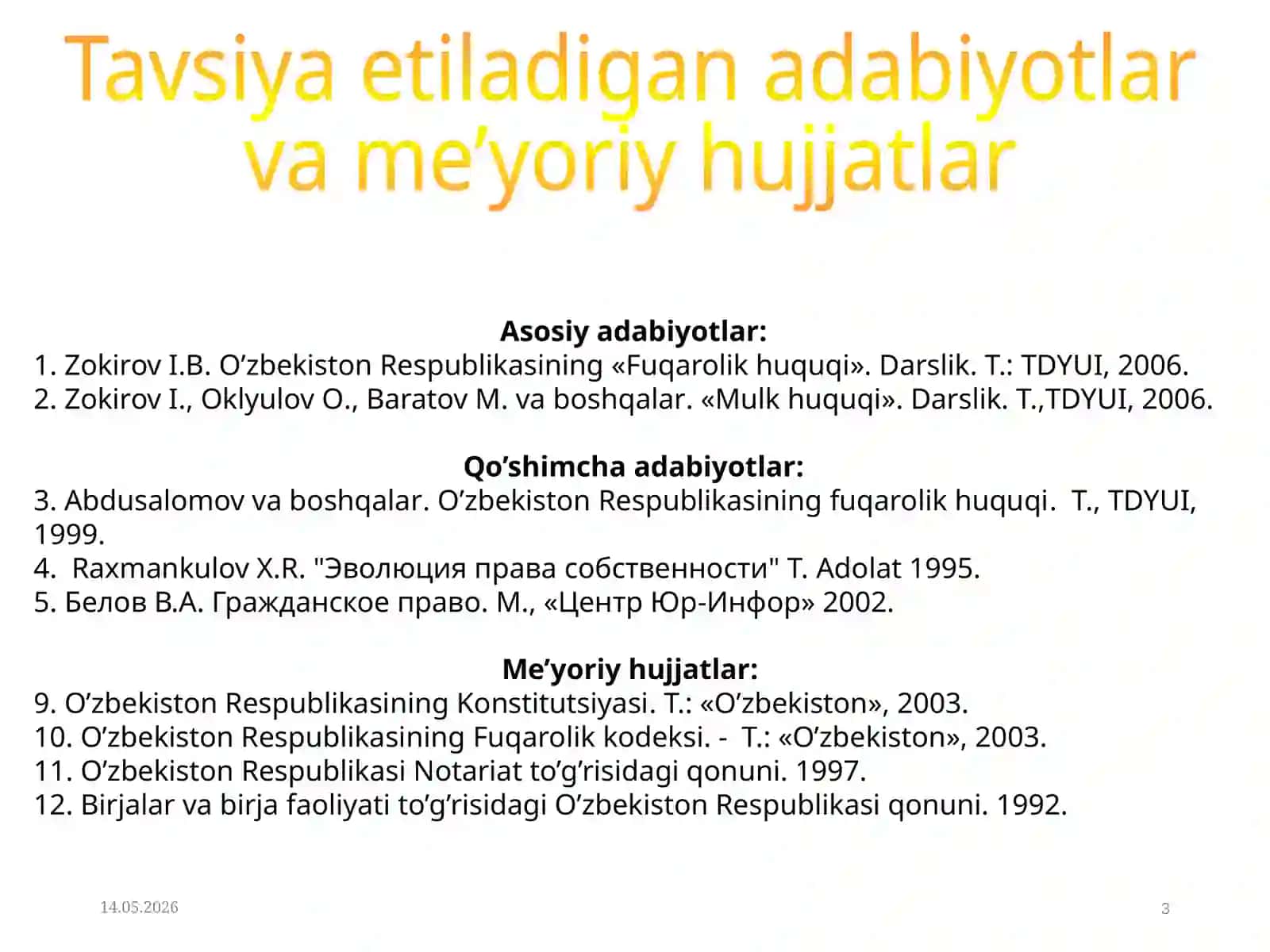 FUQAROLIK HUQUQIDA BITIMLAR 3
