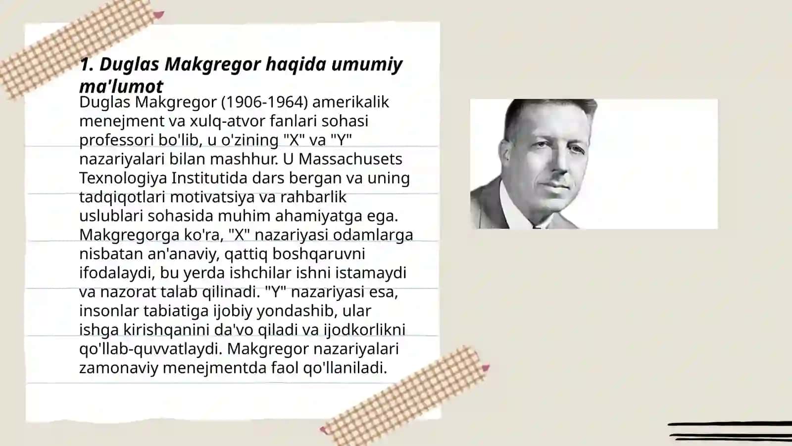 Duglas Makgregorning X va Y nazariyasi 3