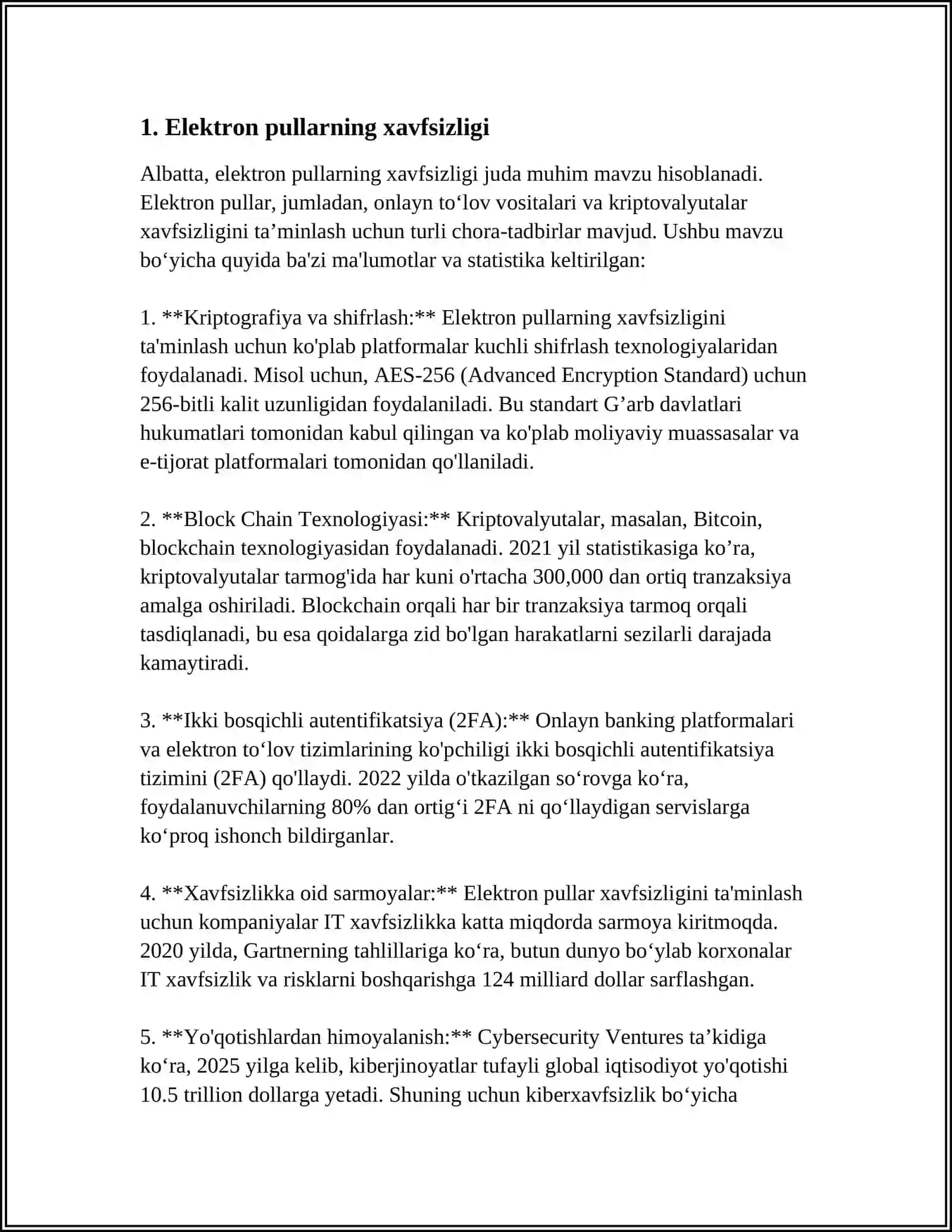ELEKTRON PULLAR VA QOG'OZ PULLARNING QULAYLIKLARI 3
