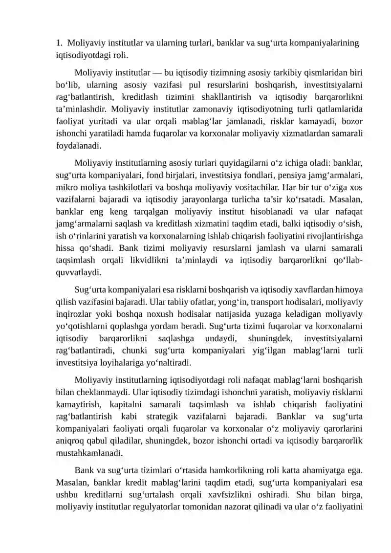 Moliyaviy institutlar va ularning moliyaviy barqarorlikdagi roli 3