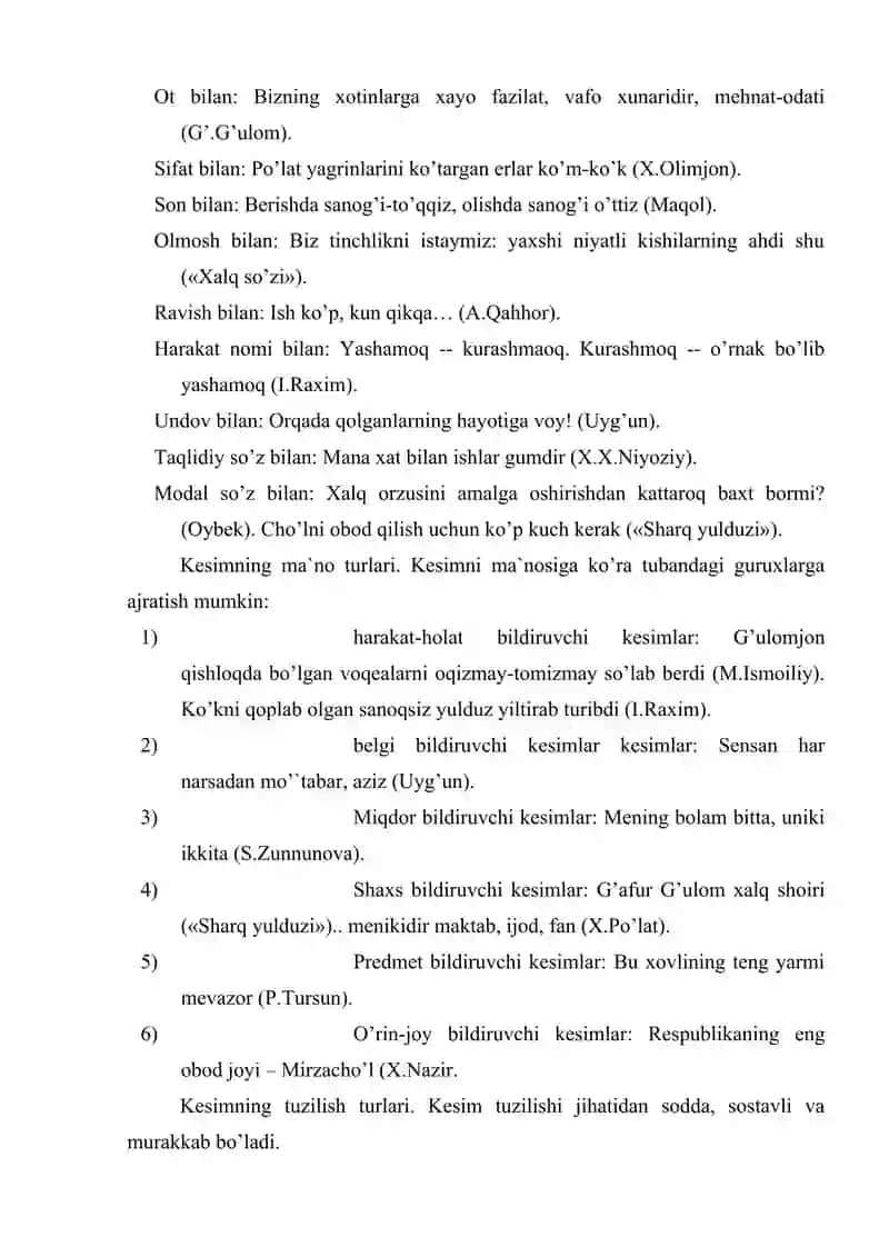 BOSH BO'LAKLAR EGA VA KESIM ULARNING IFODALANISHI 3