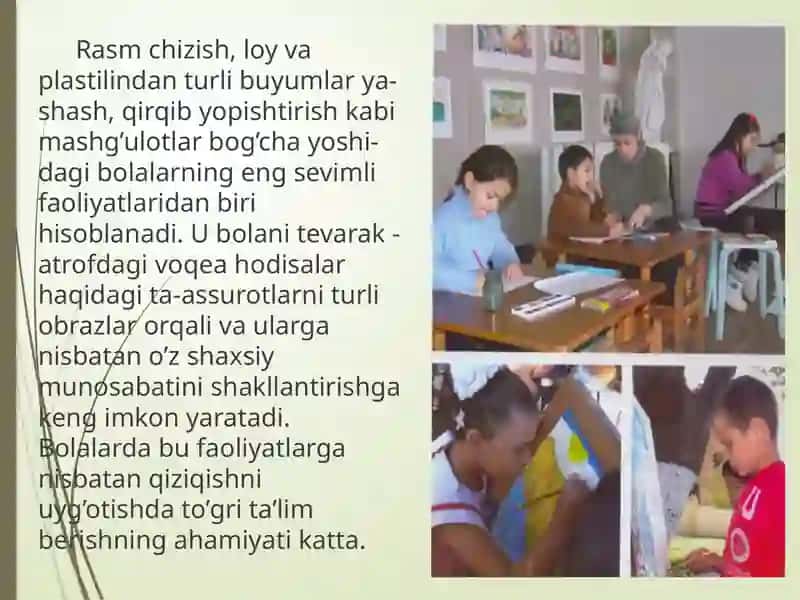 "Tasviriy faoliyatga o‘rgatishning maqsadi" mavzusi taqdimoti 3