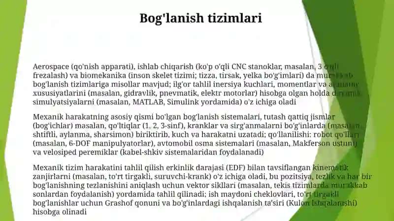 Mexanik tizim harakati 3