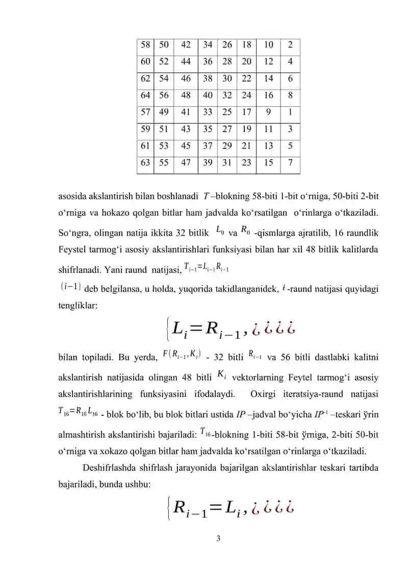 DES simmetrik kriptotizimining tahlili va dasturiy ta’minotini ishlab chiqish 3