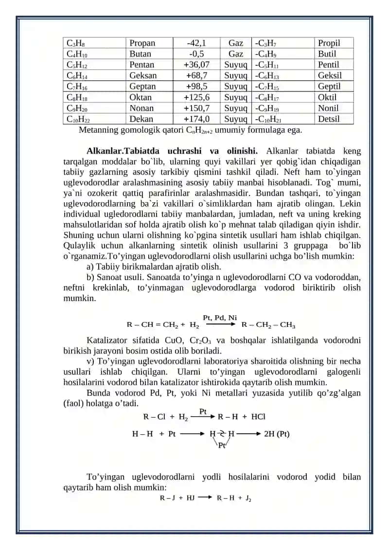 Alifatik to’yingan uglevodorodlar 3