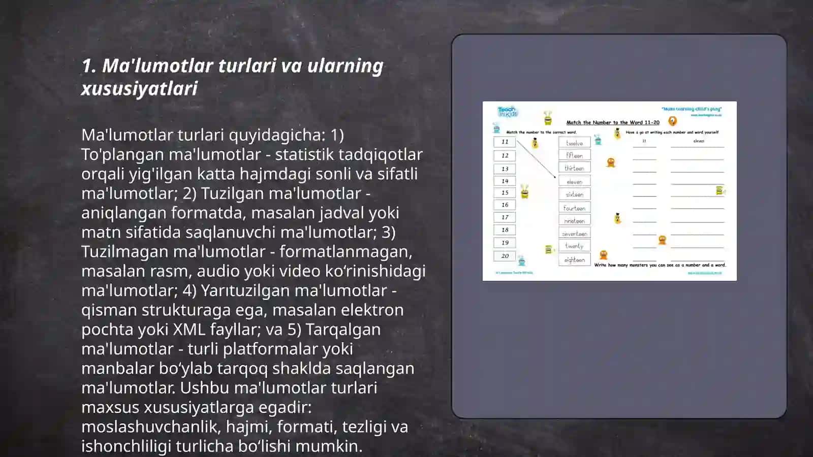 Ma'lumotlar turlari va ularning xususiyatlari 3