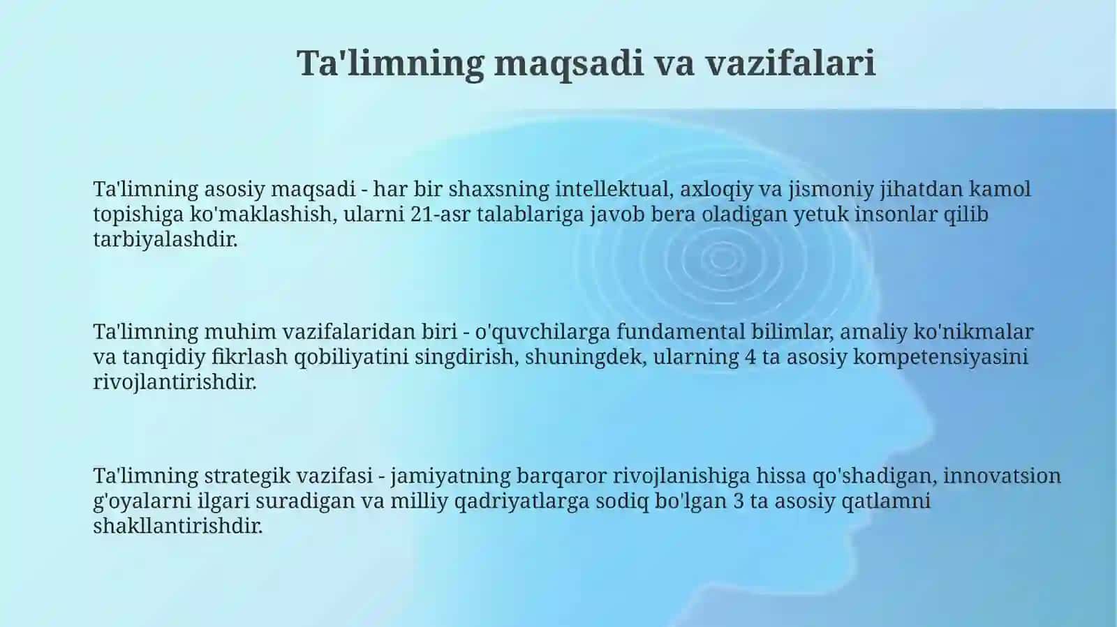 Tarbiya fanini oʻziga xosliklari 3