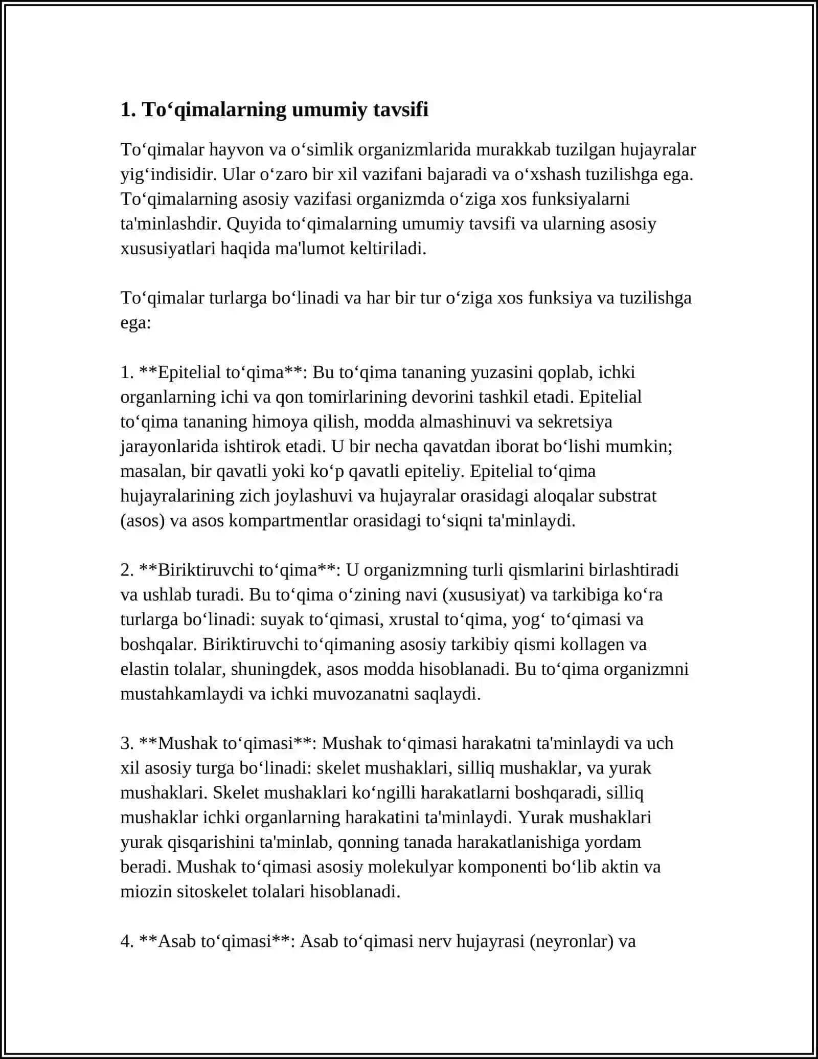 TOʻQIMALAR MORFOFIZIOLOGIYASI 3