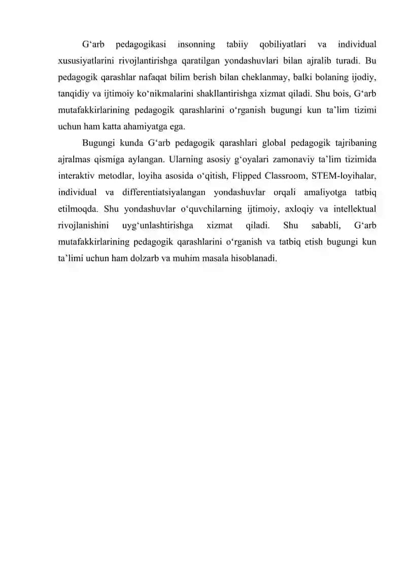 Gʻarb mutafakkirlarining pedagogik qarashlari 3