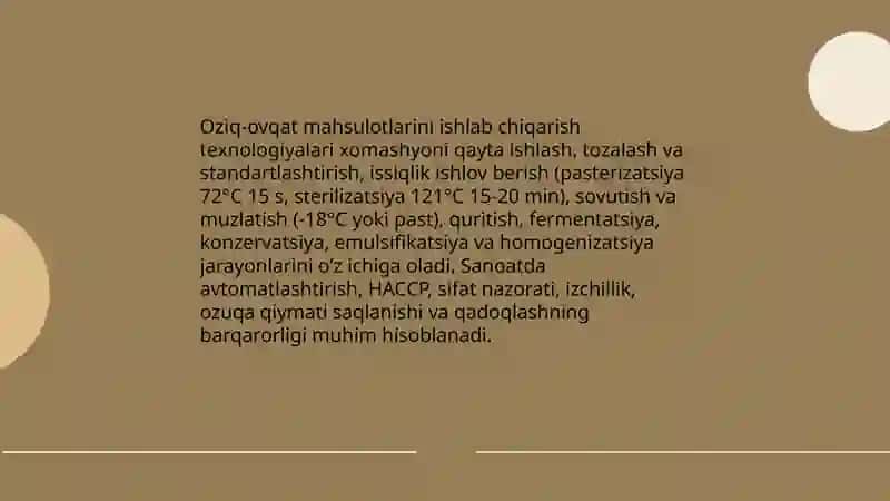 Oziq ovqat sanoati 3