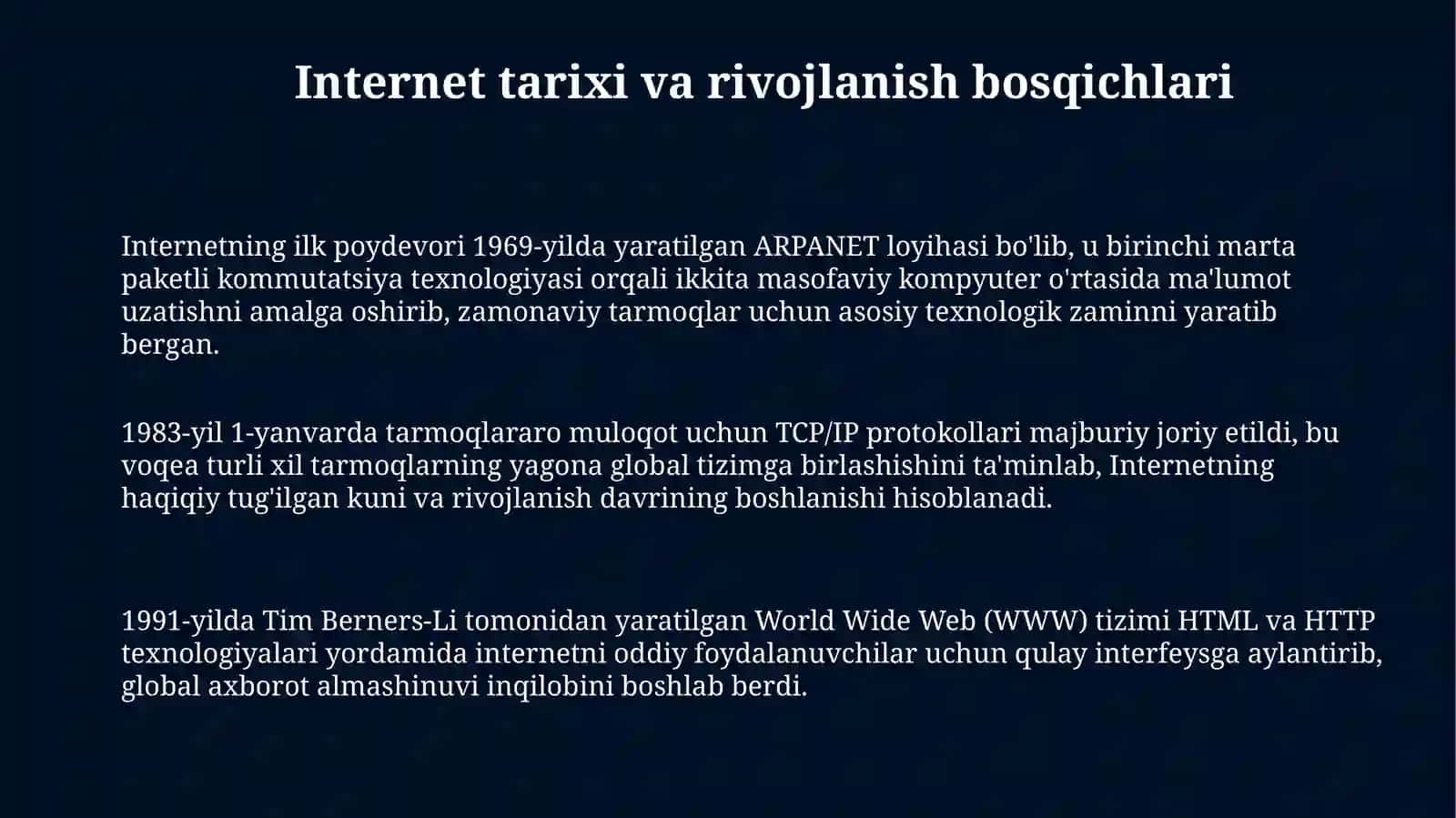 INTERNET TEXNOLOGIYALARI 3