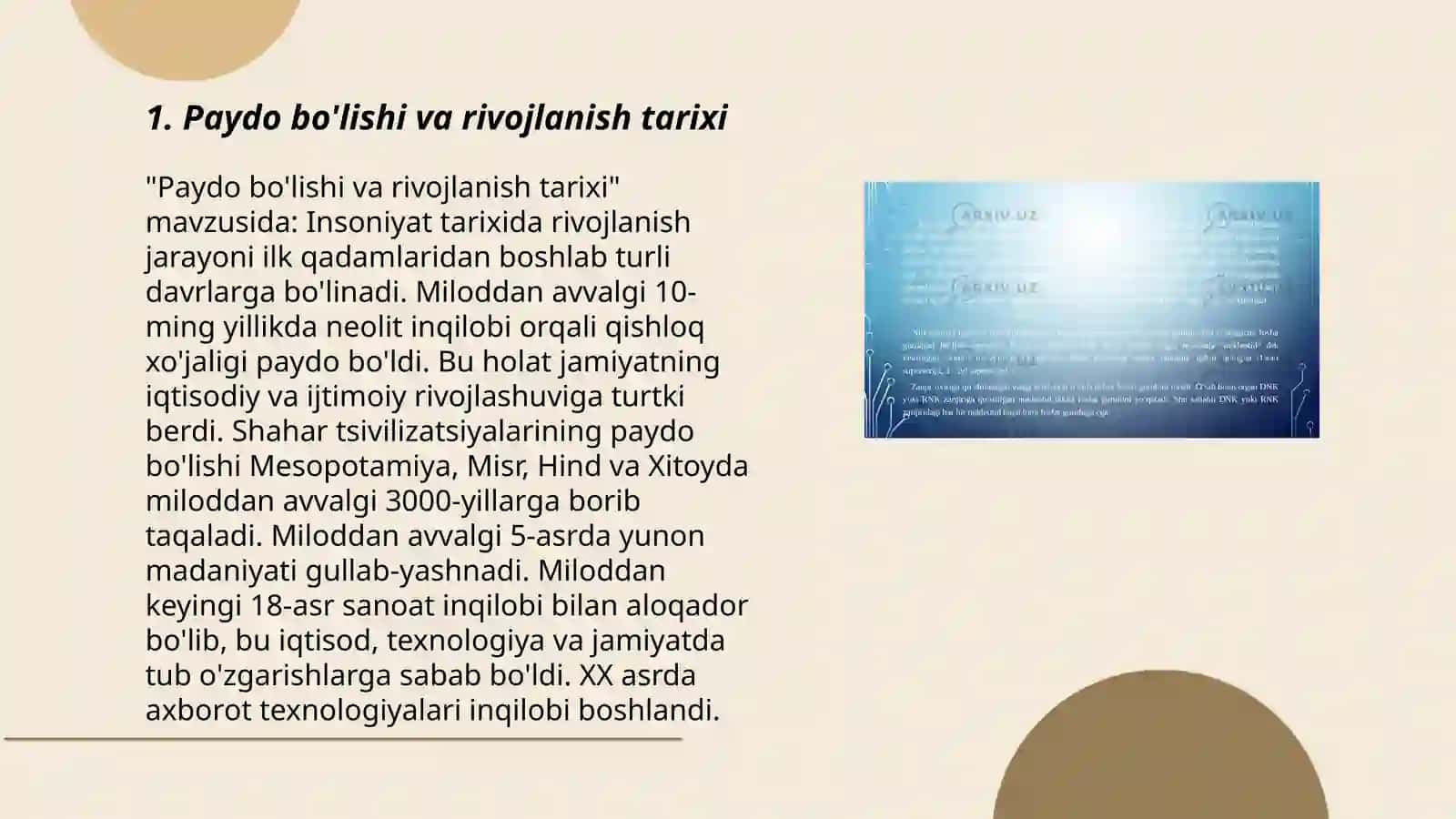 Paydo bo'lishi va rivojlanish tarixi 3