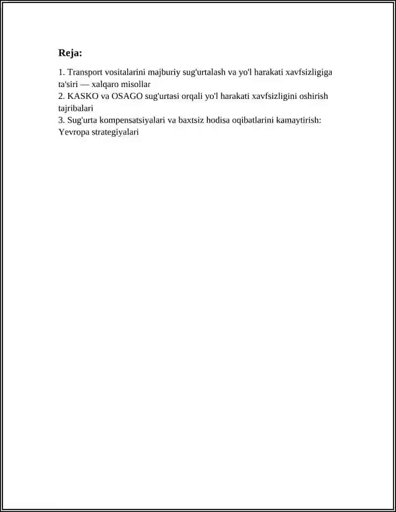 Transport Vositalarini Sugurtalashning Yol Harakati Xavfsizligidagi Ahamiyati 3