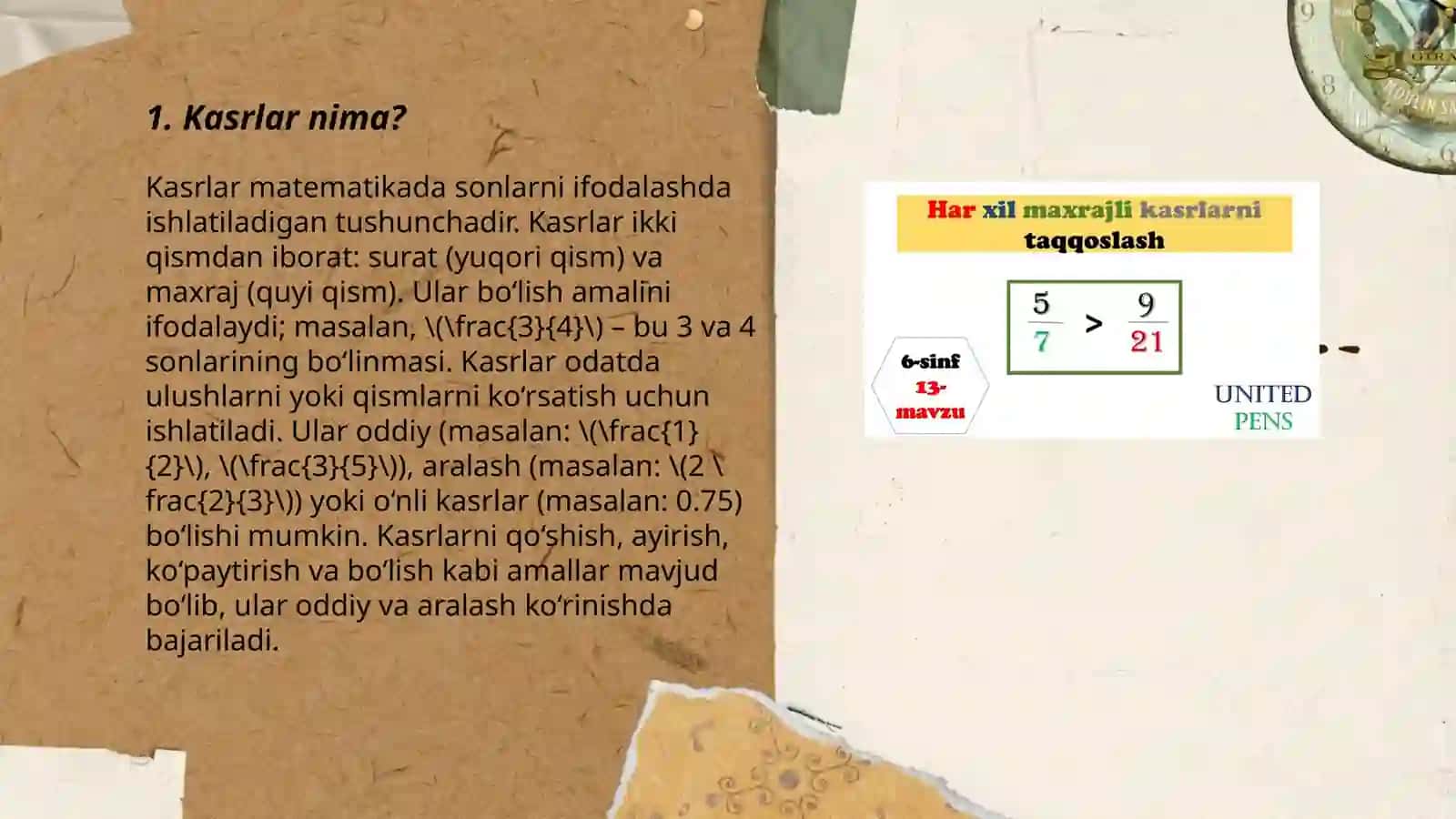 Kasrlarni umumiy maxrajga keltirish 3