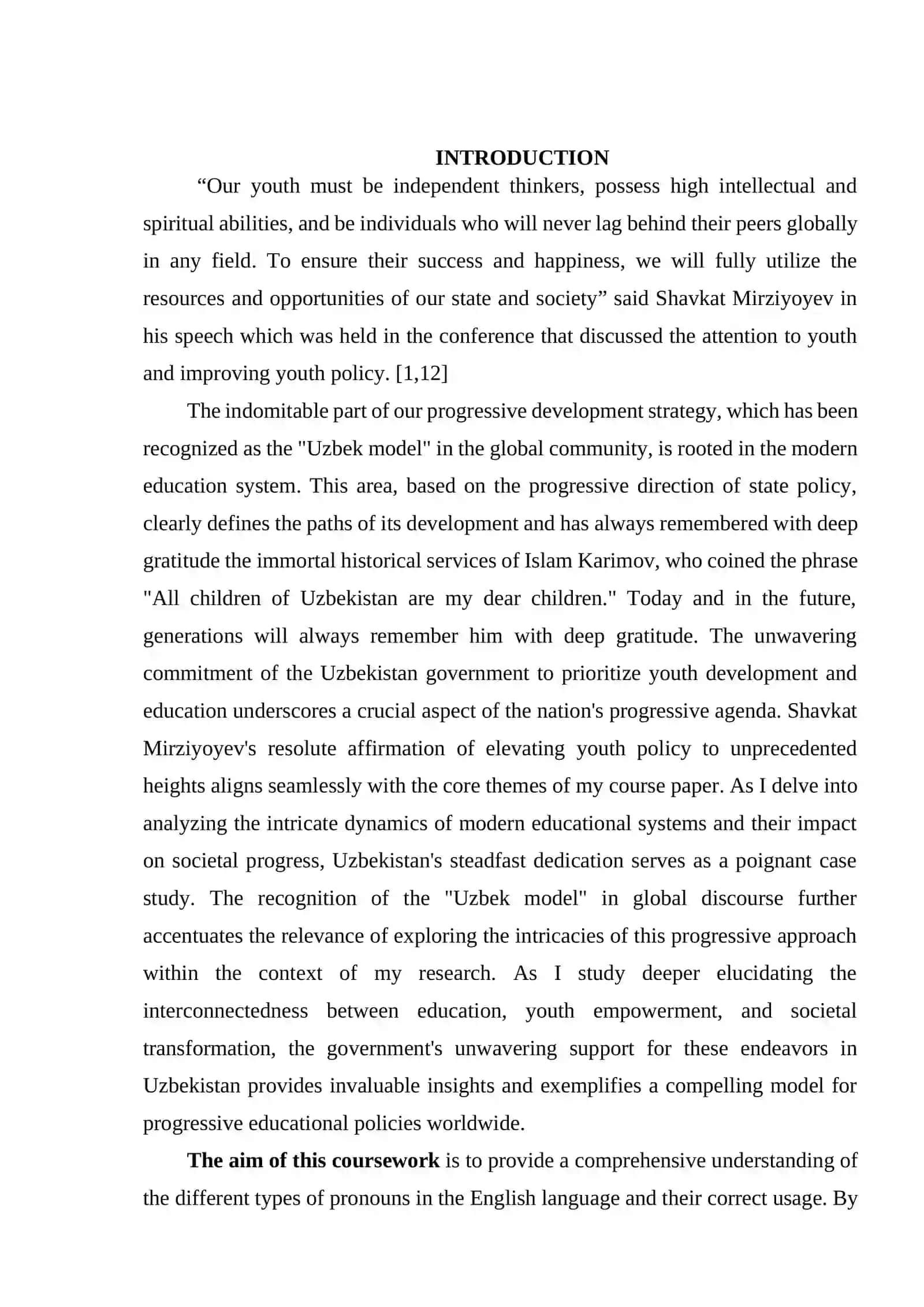 COURSE PAPER: TYPES AND USAGE OF PRONOUNS IN ENGLISH 3