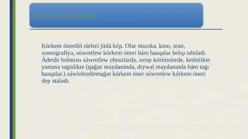 SÚWRETELEW ISKERLIGISHINIGʻIW TUʼRLERI 3