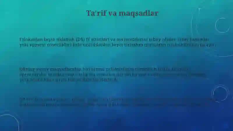 Avariya/Falokatdan keyingi tiklanishni boshqarish 3