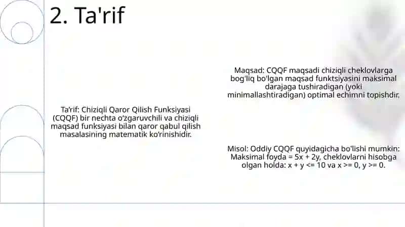 Chiziqli Qaror Qilish Funksiyasi 3