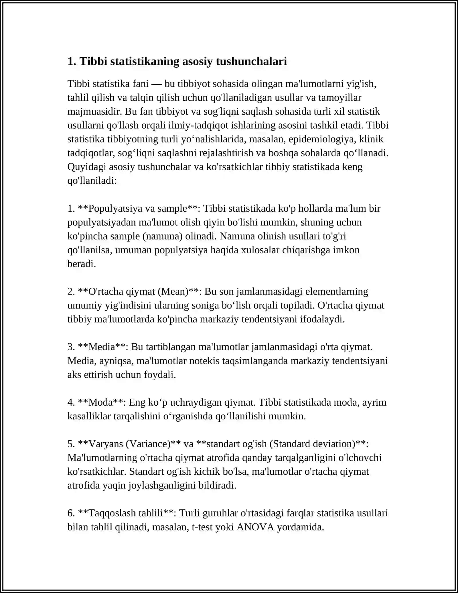 TIBBIY-BIOLOGIK MASALARINI YECHISHDA MATEMATIK STATISTIKASI ELEMENTLARIDAN FOYDALANISH, KERRELYATION BOG`LANISHLAR VA REGENIRATSIYA TENGLAMASI 3