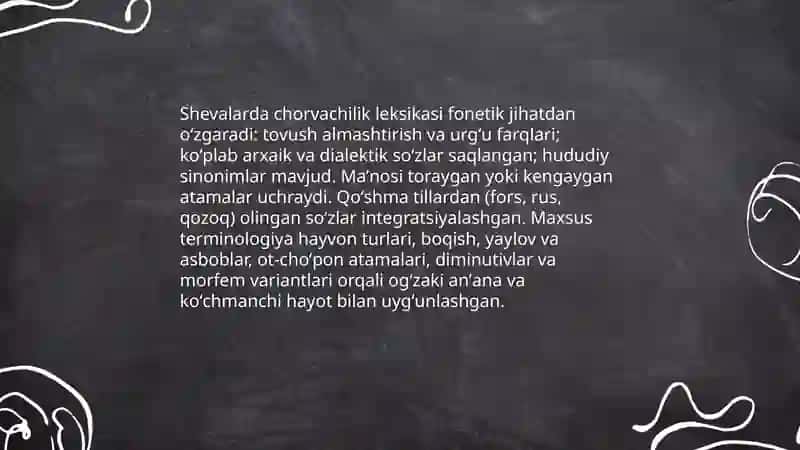 Oʻzbek shevalarida chorvachilikka oid leksika! 3