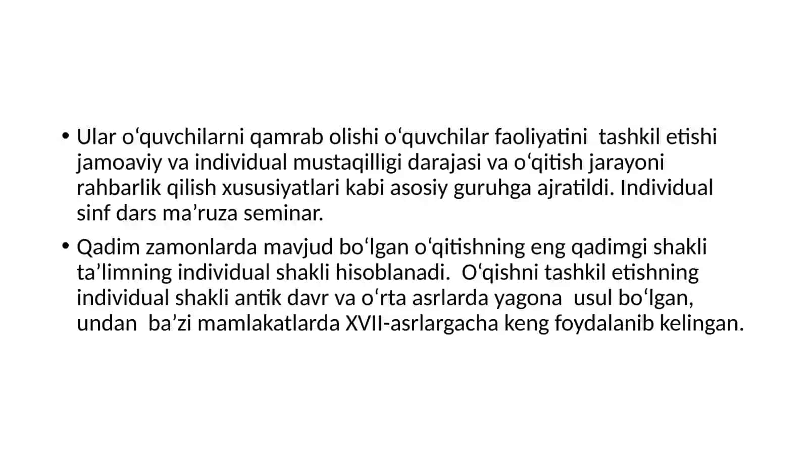 Ta’limni tashkil etish shakllari 3