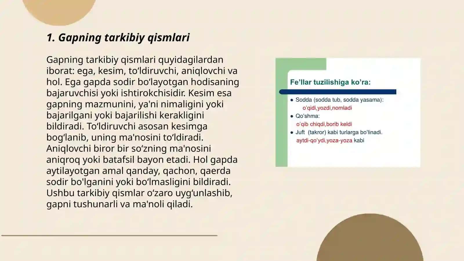 Gapning tarkibiy qismlari 3