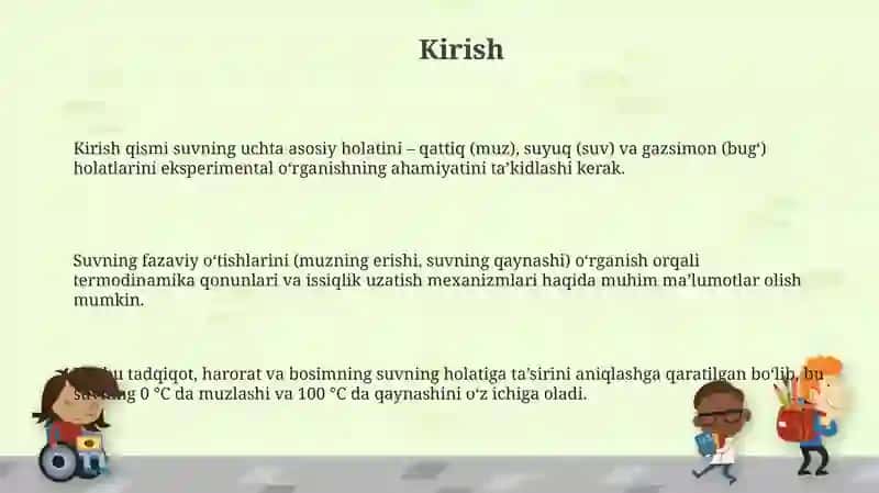 Suvning uch holatini tajribada o‘rganish 3
