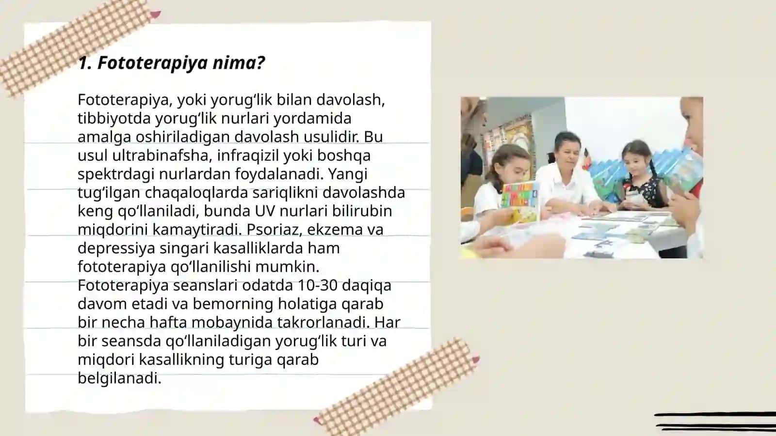 Fototerapiya Maktabgacha taʼlim tashkilotlarida 3