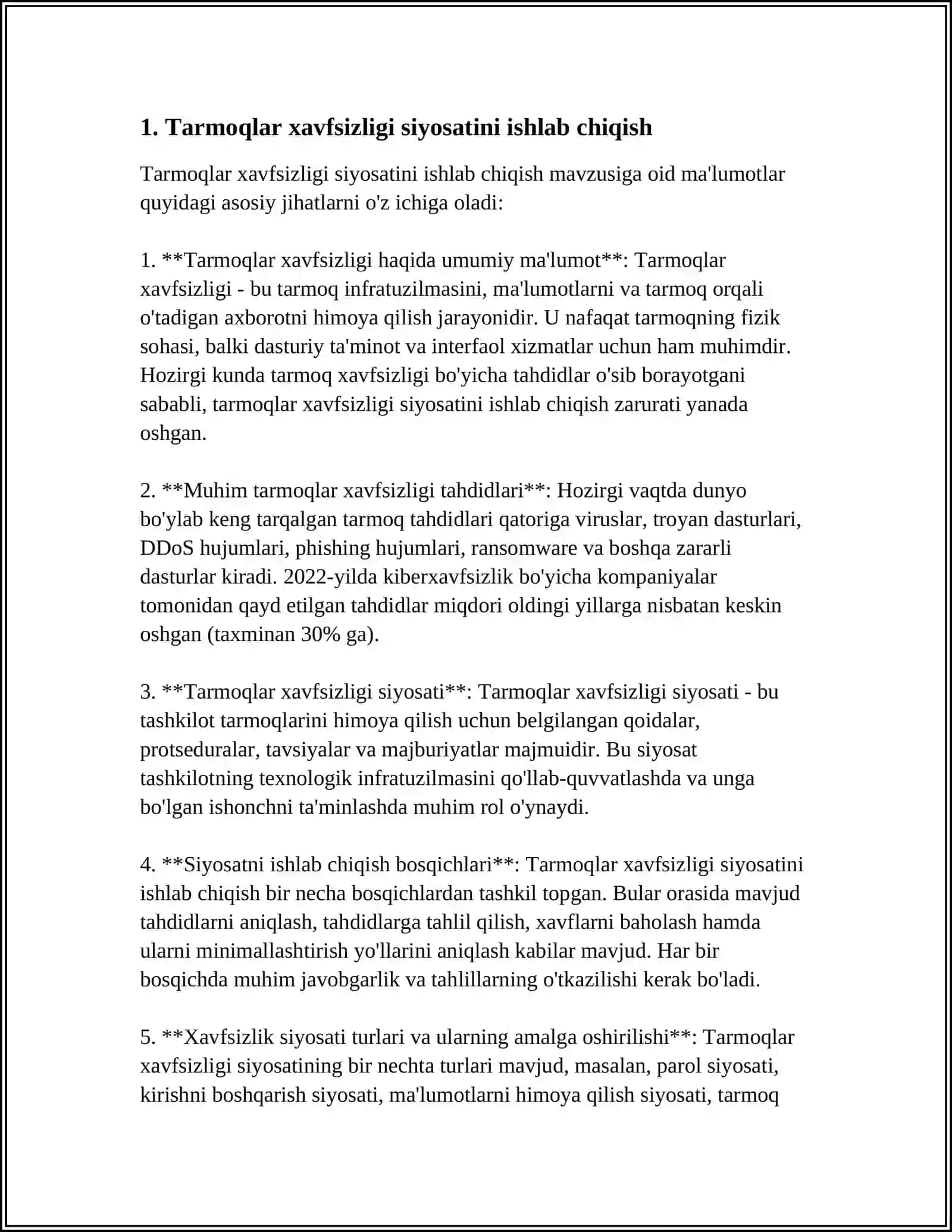 Tarmoq xavfsizligi siyosati 3