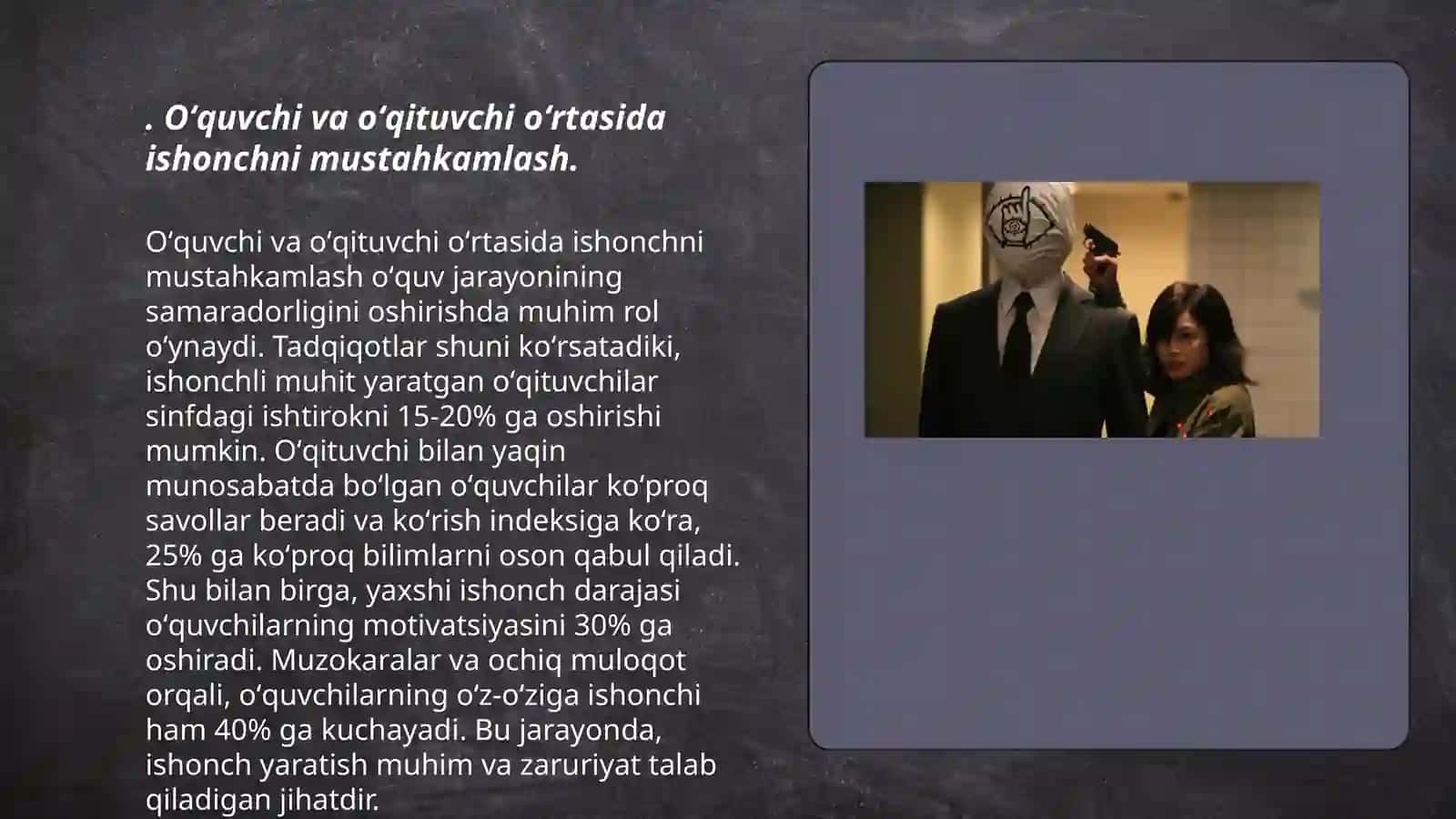 Oʻquvchi bilan o'qituvchi o'rtasidagi munosabatni takomillashtirish 3