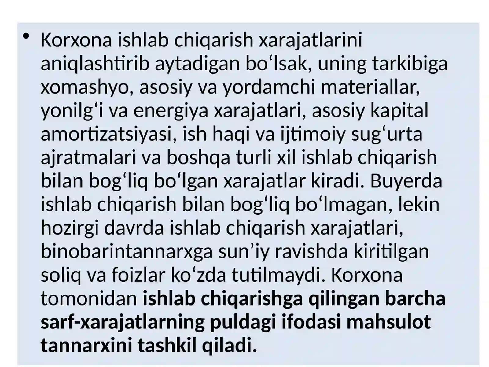 Ishlab Chiqarish va Sotish Xarajatlari 3