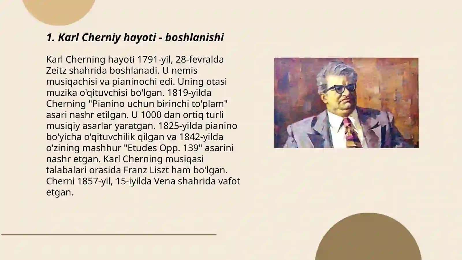 Karl Cherni hayoti va ijodi 3